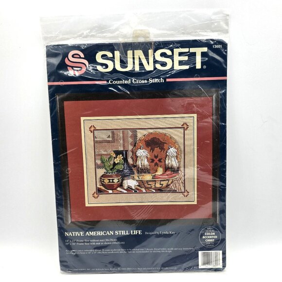 Sunset Other - Sunset Counted Cross Stitch 1995 Native American Still Life 13601 New Sealed NOS